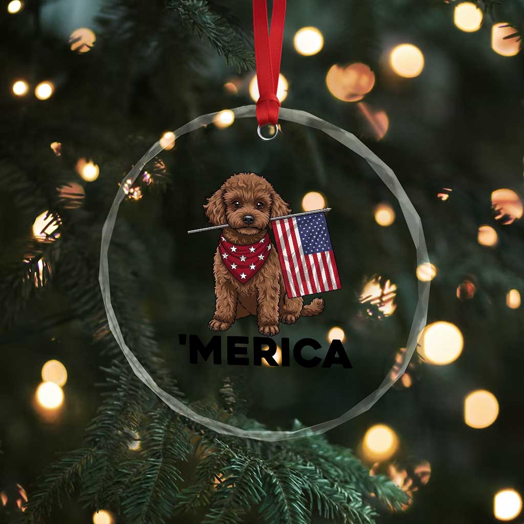 Patriotic Poodle Mom Dad Gift Crystal Glass Ornament Merica 4th Of July TS12 Print Your Wear