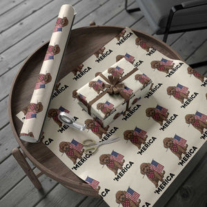 Patriotic Poodle Mom Dad Gift Wrapping Paper Roll Merica 4th Of July