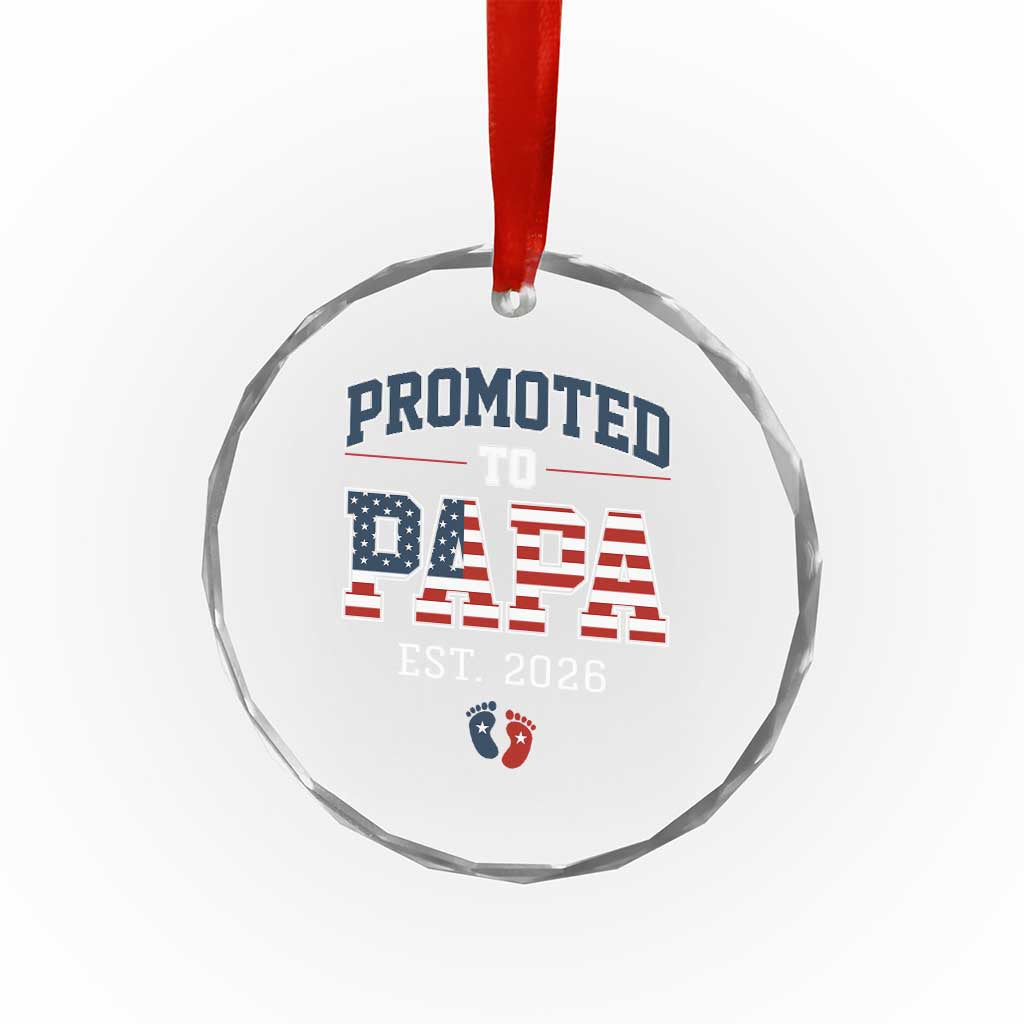 Patriotic Promoted To Dad Est 2026 Crystal Glass Ornament US Flag New Father Gift TS12 Print Your Wear