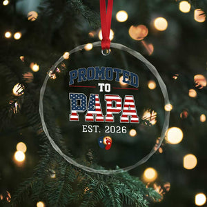 Patriotic Promoted To Dad Est 2026 Crystal Glass Ornament US Flag New Father Gift TS12 Print Your Wear