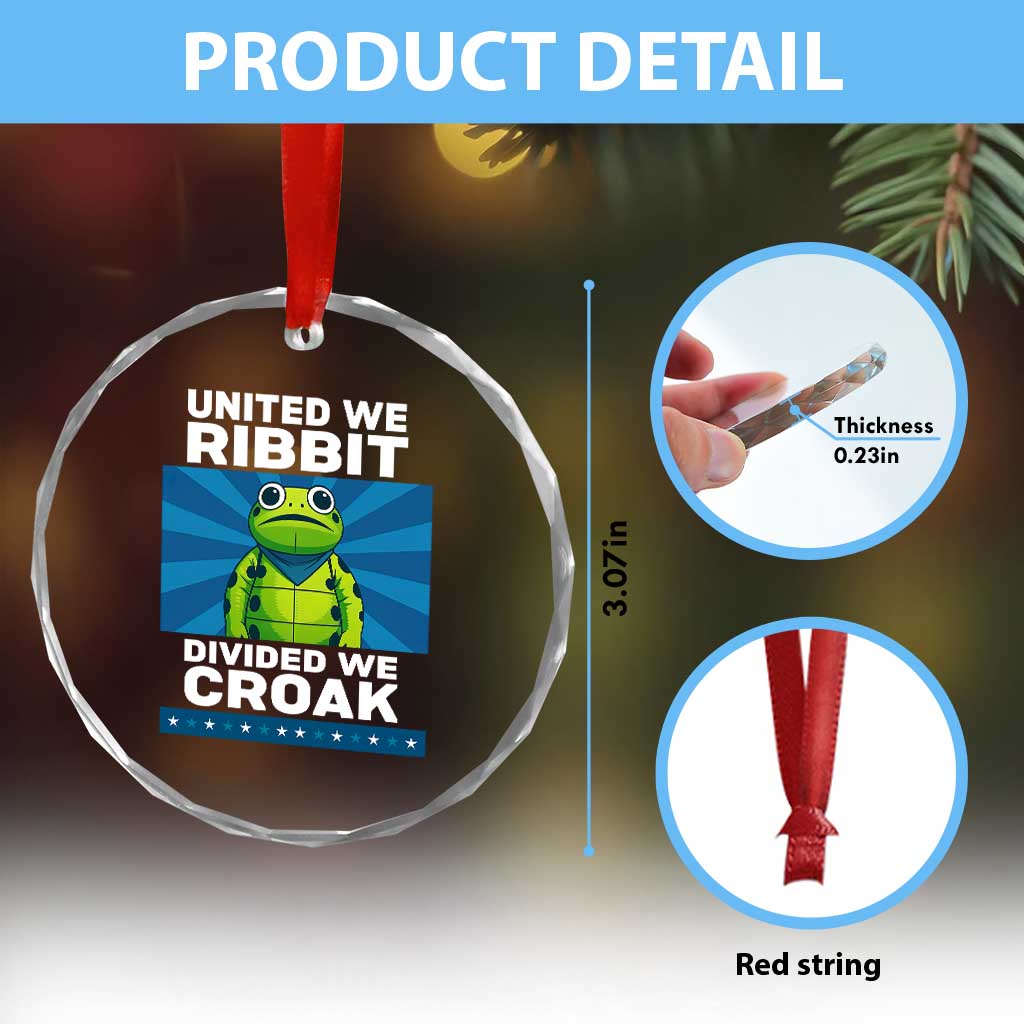 Patriotic Protest Portland Frog Crystal Glass Ornament United We Ribbit Divided We Croak Resist TS02 Print Your Wear