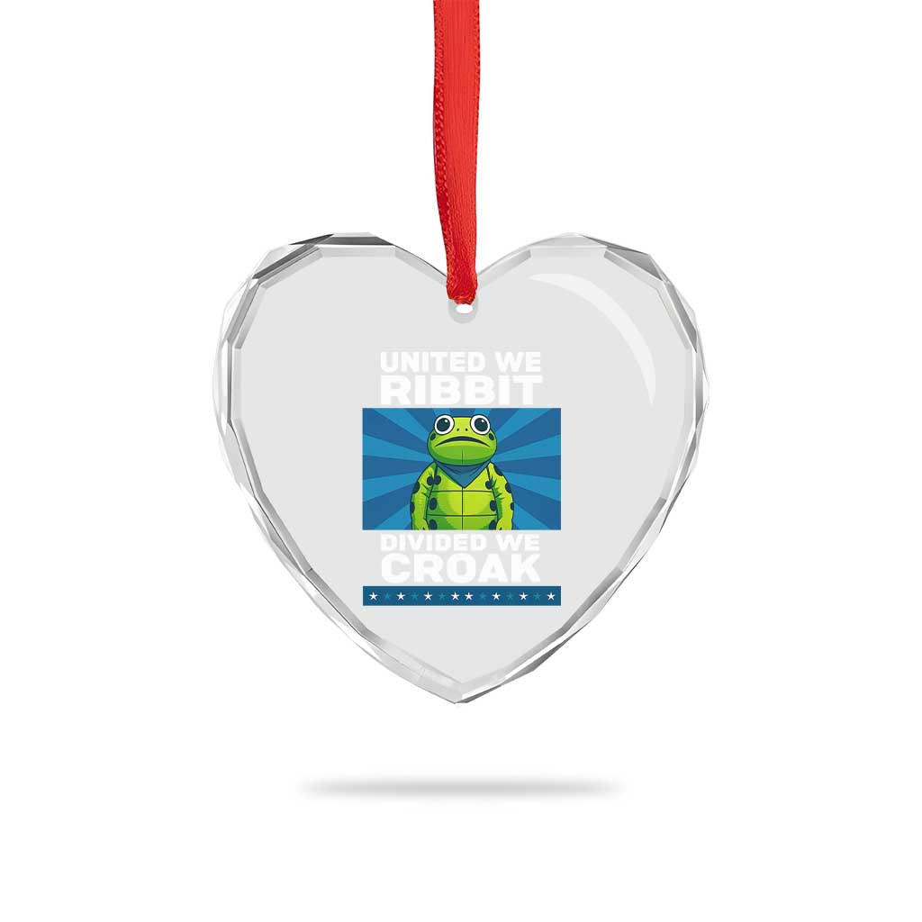 Patriotic Protest Portland Frog Heart Crystal Glass Ornament United We Ribbit Divided We Croak Resist TS02 Print Your Wear
