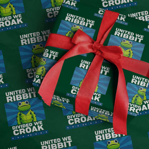 Patriotic Protest Portland Frog Wrapping Paper Roll United We Ribbit Divided We Croak Resist TS02 Green Print Your Wear
