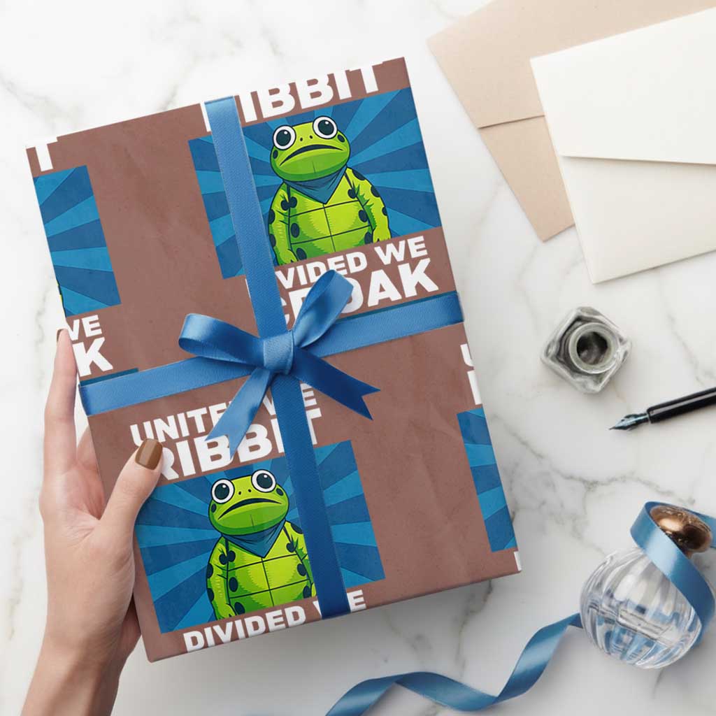 Patriotic Protest Portland Frog Wrapping Paper Roll United We Ribbit Divided We Croak Resist TS02 Mocha Print Your Wear