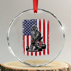 Patriotic Racing Car American Flag Race Crystal Glass Ornament TS14 Transparent Glass 3'' Circle Print Your Wear