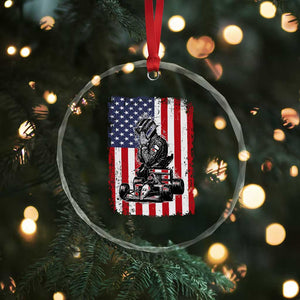 Patriotic Racing Car American Flag Race Crystal Glass Ornament TS14 Print Your Wear