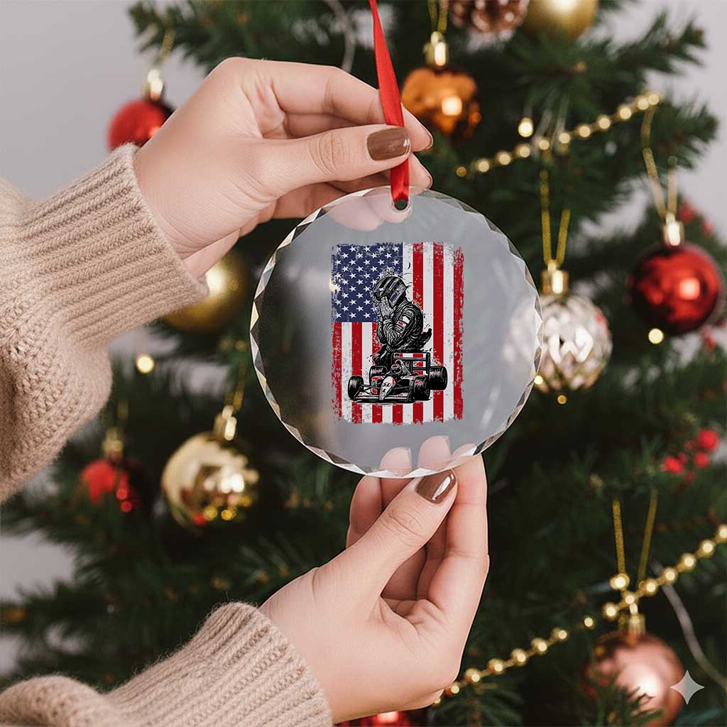 Patriotic Racing Car American Flag Race Crystal Glass Ornament TS14 Print Your Wear