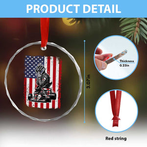 Patriotic Racing Car American Flag Race Crystal Glass Ornament TS14 Print Your Wear