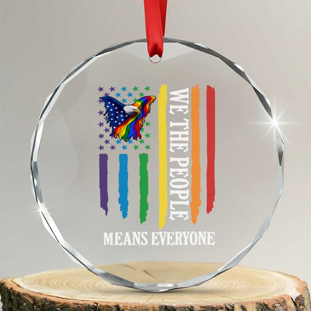 Patriotic Rainbow Pride American Eagle Crystal Glass Ornament We The People LGBT Pride TS12 Transparent Glass 3'' Circle Print Your Wear