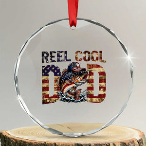 Patriotic Reel Cool Dad Crystal Glass Ornament American Flag Fishing Fathers Day Gift TS12 Transparent Glass 3'' Circle Print Your Wear