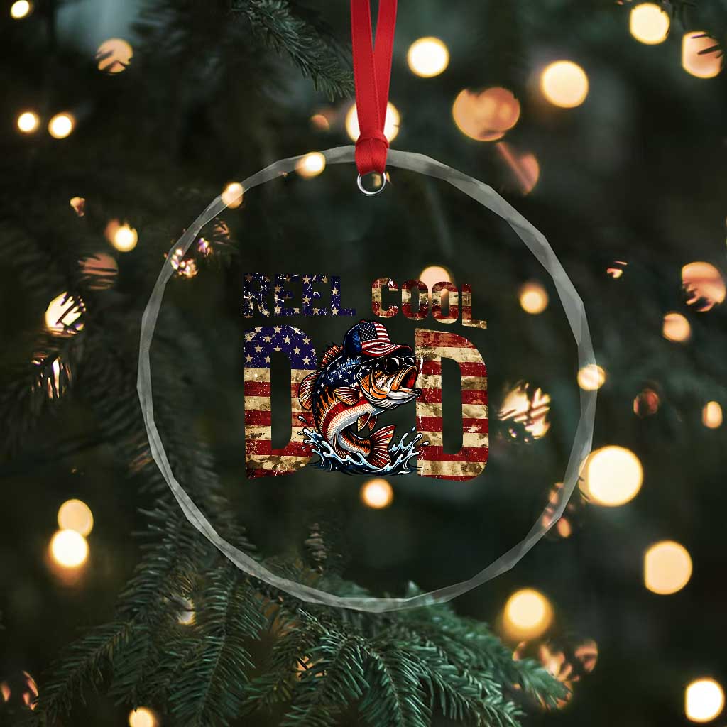 Patriotic Reel Cool Dad Crystal Glass Ornament American Flag Fishing Fathers Day Gift TS12 Print Your Wear