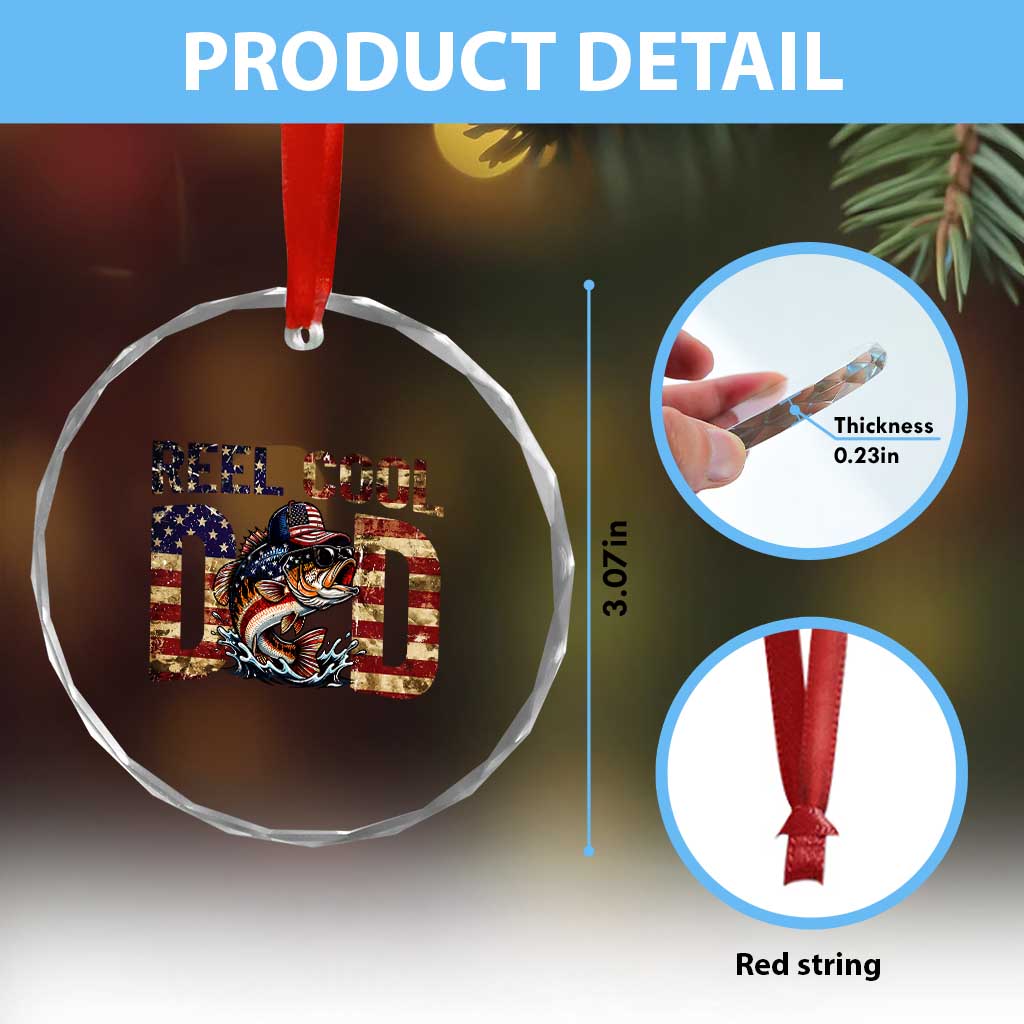 Patriotic Reel Cool Dad Crystal Glass Ornament American Flag Fishing Fathers Day Gift TS12 Print Your Wear
