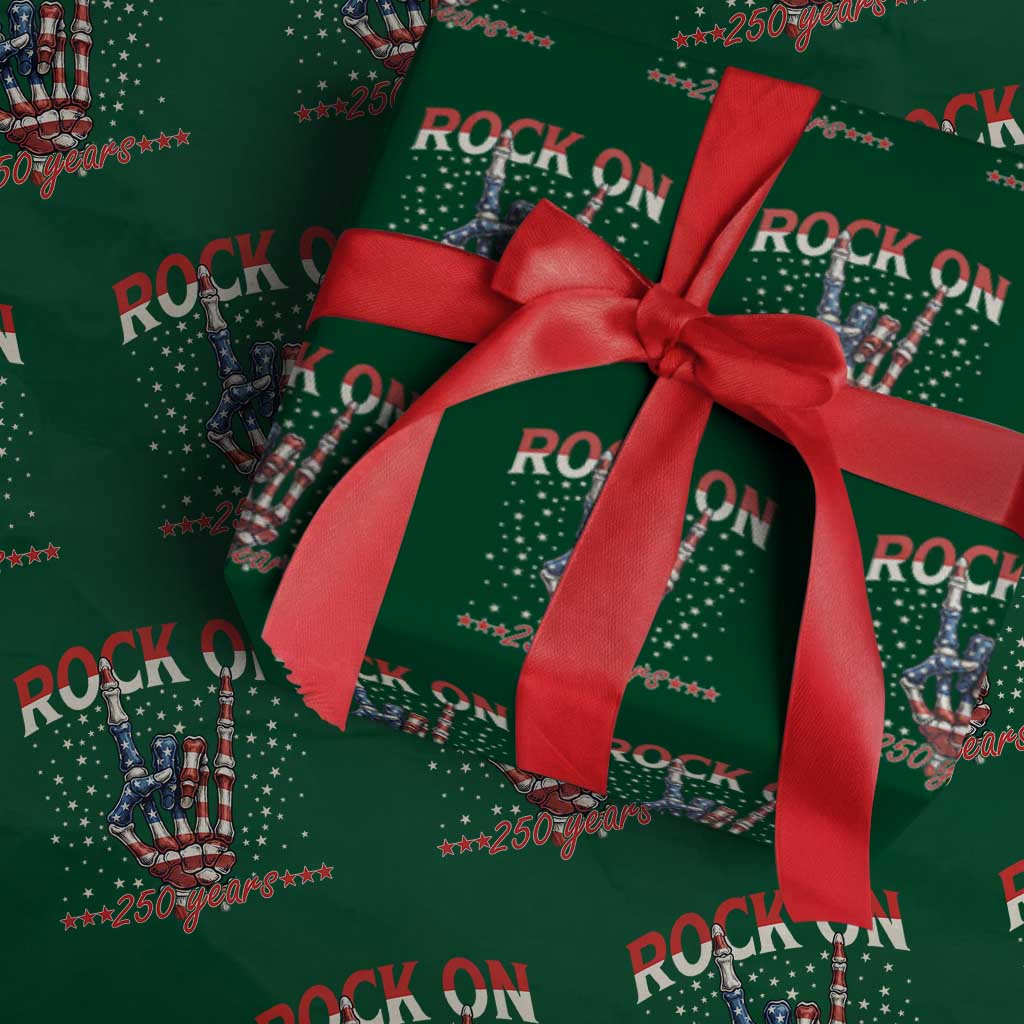Patriotic Rocker Skeleton Hand Wrapping Paper Roll Rock On 250 Years
