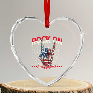 Patriotic Rocker Skeleton Hand Heart Crystal Glass Ornament Rock On 250 Years