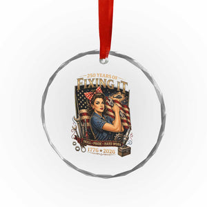 Patriotic Rosie Mechanic Feminist Pride Crystal Glass Ornament 250 Years Of Fixing It TS12 Print Your Wear