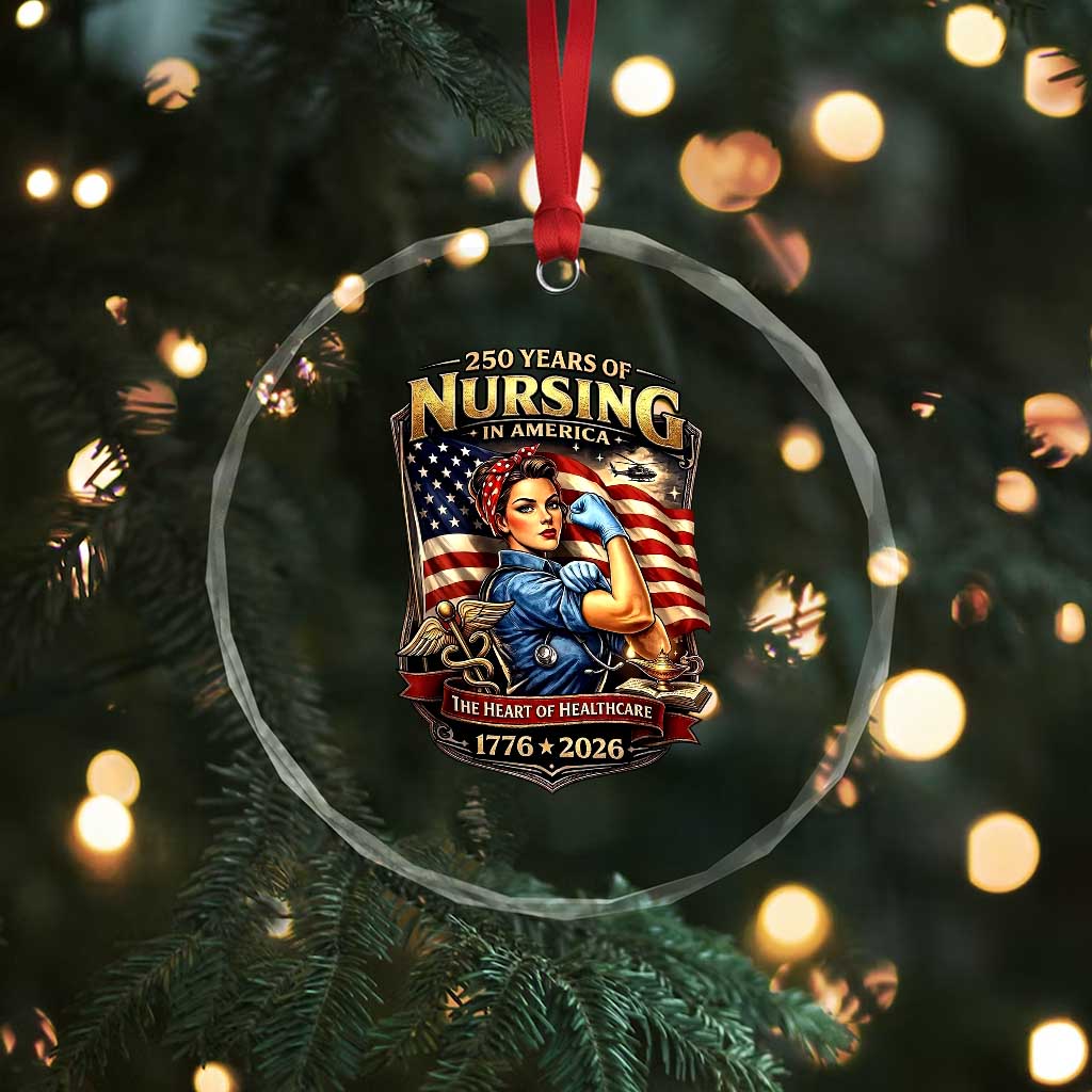 Patriotic Rosie Nurse Feminist Pride Crystal Glass Ornament 250 Years Of Nursing TS12 Print Your Wear