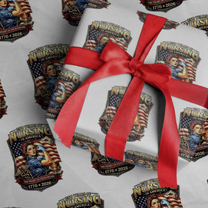 Patriotic Rosie Nurse Feminist Pride Wrapping Paper Roll 250 Years Of Nursing TS12 White Print Your Wear