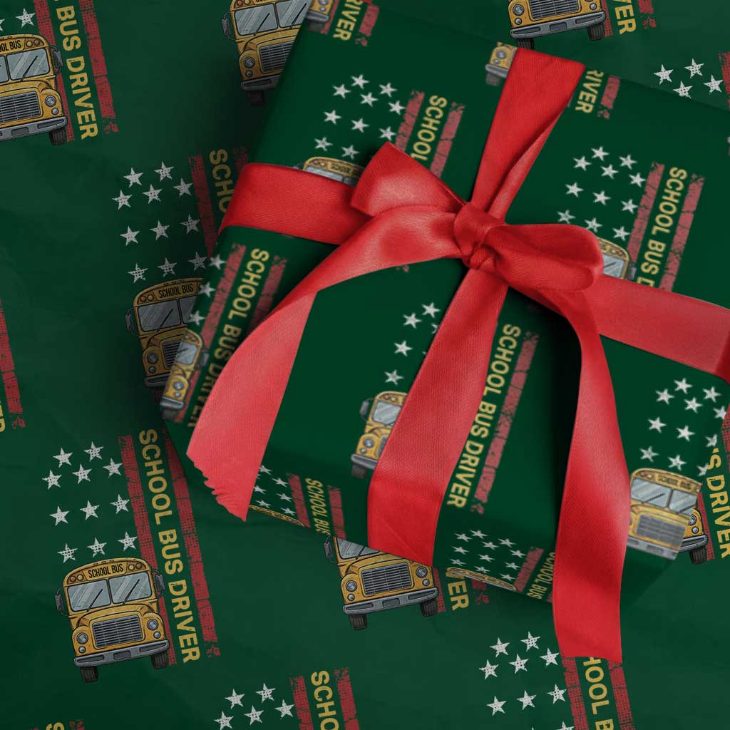 Patriotic School Bus Driver USA American Flag Wrapping Paper Roll