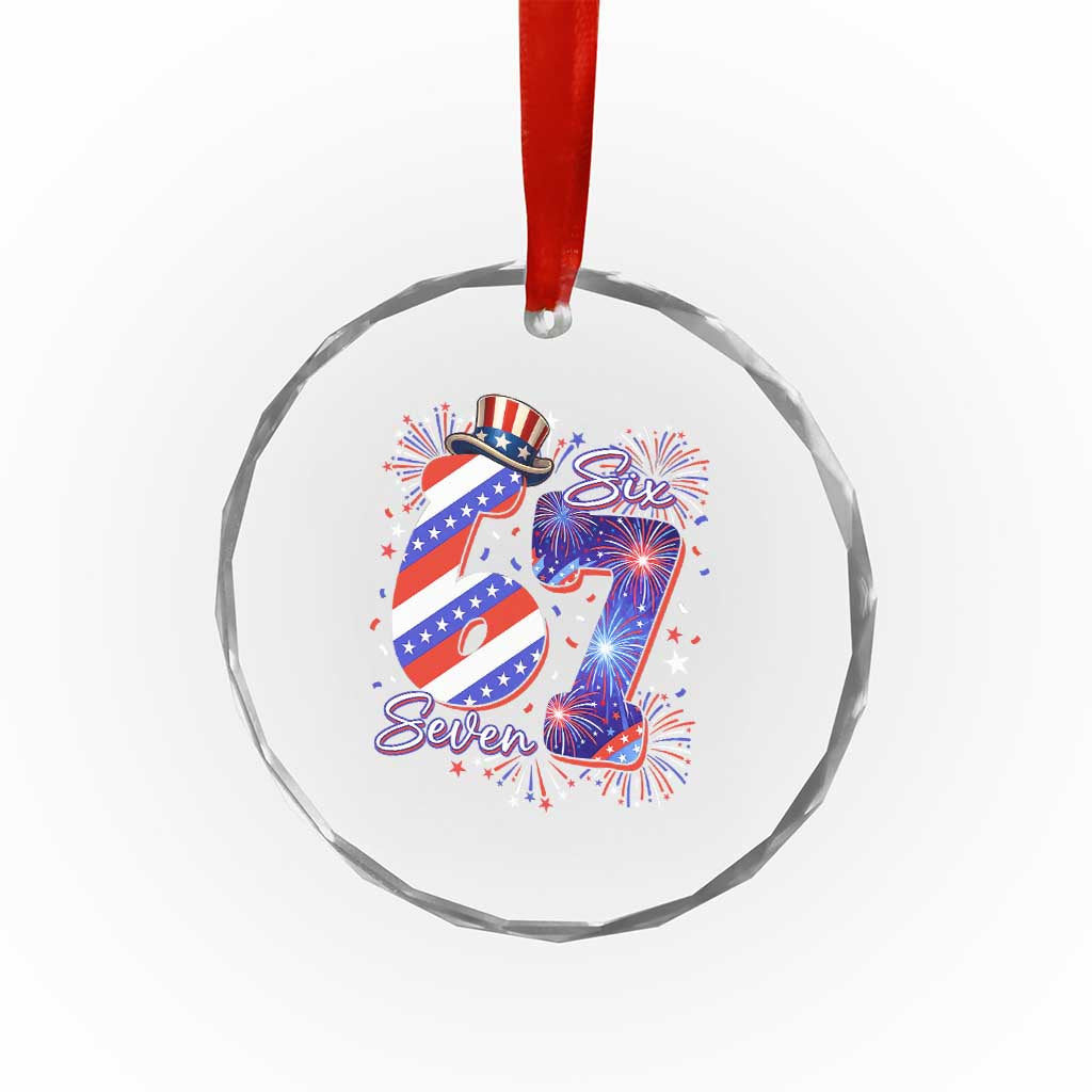 Patriotic Six Seven Crystal Glass Ornament Red White And Blue Fireworks Graphic TS12 Print Your Wear