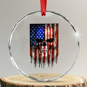Patriotic Skull American Flag USA Pride Crystal Glass Ornament TS12 Transparent Glass 3'' Circle Print Your Wear
