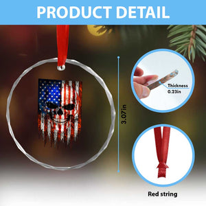 Patriotic Skull American Flag USA Pride Crystal Glass Ornament TS12 Print Your Wear