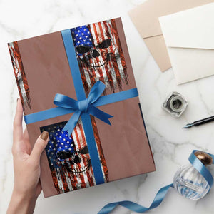 Patriotic Skull American Flag USA Pride Wrapping Paper Roll TS12 Mocha Print Your Wear