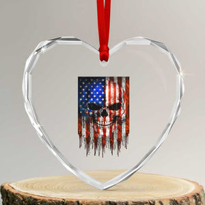 Patriotic Skull American Flag USA Pride Heart Crystal Glass Ornament TS12 Transparent Glass 3'' Heart Print Your Wear