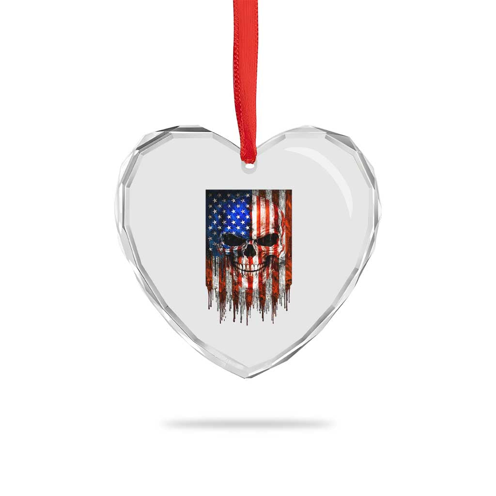 Patriotic Skull American Flag USA Pride Heart Crystal Glass Ornament TS12 Print Your Wear