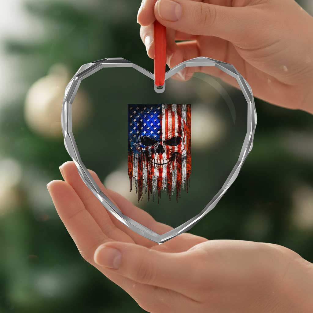 Patriotic Skull American Flag USA Pride Heart Crystal Glass Ornament TS12 Print Your Wear