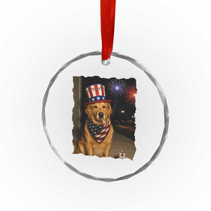Patriotic Smoking Golden Retriever Crystal Glass Ornament Funny Dog Lover Dad 4th Of July TS14 Print Your Wear