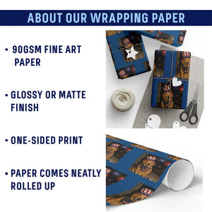 Patriotic Smoking Golden Retriever Wrapping Paper Roll Funny Dog Lover Dad 4th Of July