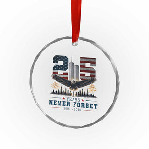 Patriotic Soaring Bald Eagle 9 11 Memorial 25th Anniversary Crystal Glass Ornament 25 Years 2021 2026 Never Forget