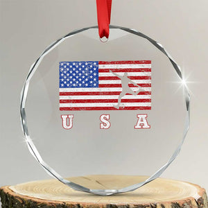 Patriotic Soccer Crystal Glass Ornament USA American Flag Team TS11 Transparent Glass 3'' Circle Print Your Wear