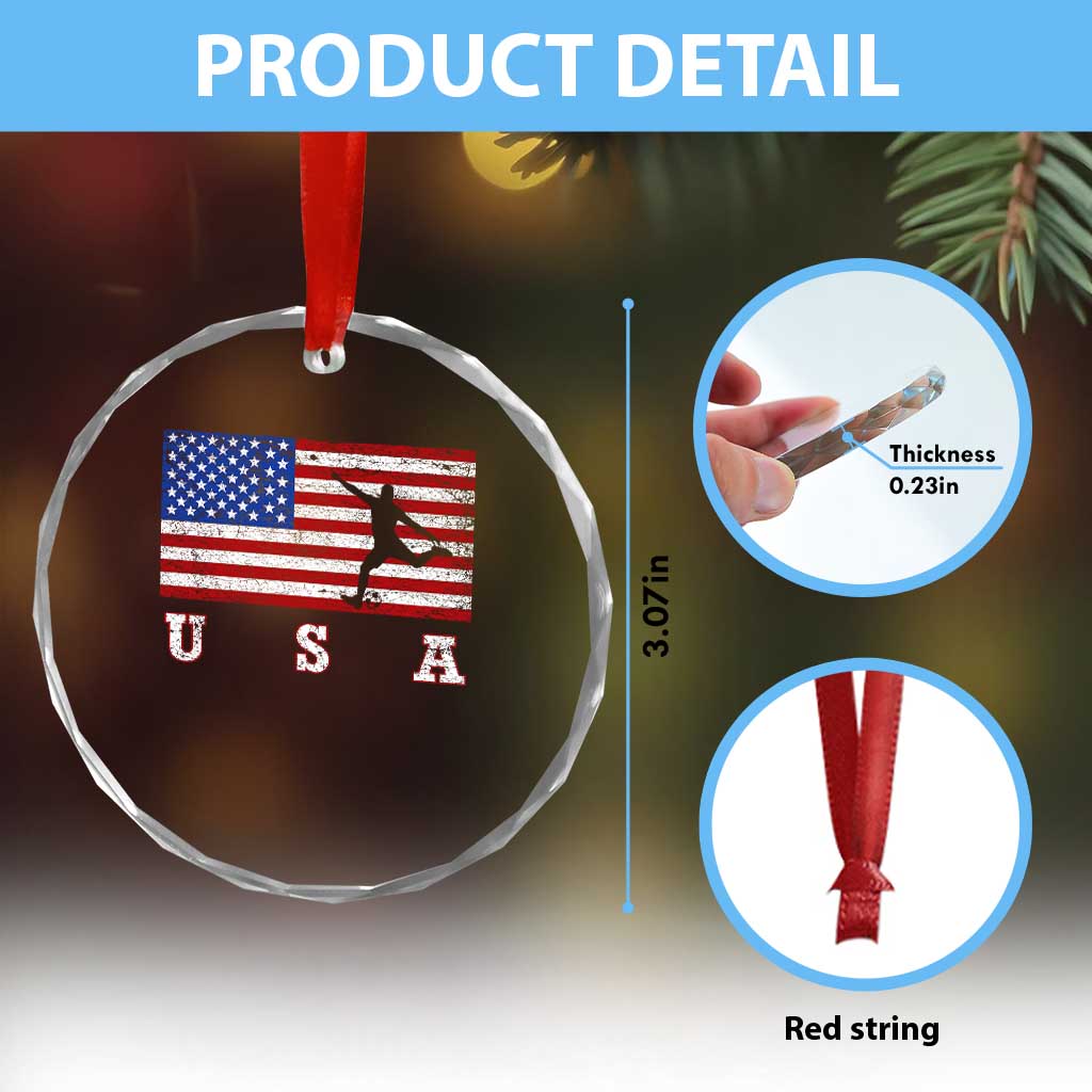 Patriotic Soccer Crystal Glass Ornament USA American Flag Team TS11 Print Your Wear