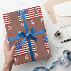 Patriotic Soccer Wrapping Paper Roll USA American Flag Team TS11 Mocha Print Your Wear