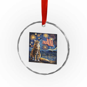 Patriotic Starry Night Cat Crystal Glass Ornament Cat Lover Gift TS12 Print Your Wear
