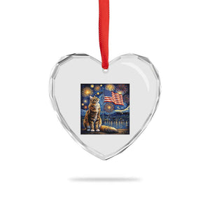 Patriotic Starry Night Cat Heart Crystal Glass Ornament Cat Lover Gift TS12 Print Your Wear