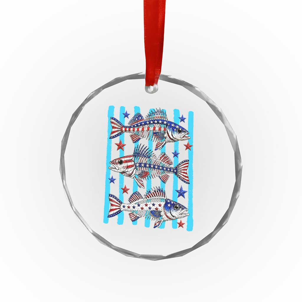 Patriotic Striped Bass Fishing Skeleton Crystal Glass Ornament USA Flag Angler Gift TS12 Print Your Wear