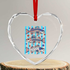Patriotic Striped Bass Fishing Skeleton Heart Crystal Glass Ornament USA Flag Angler Gift TS12 Transparent Glass 3'' Heart Print Your Wear