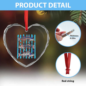 Patriotic Striped Bass Fishing Skeleton Heart Crystal Glass Ornament USA Flag Angler Gift TS12 Print Your Wear