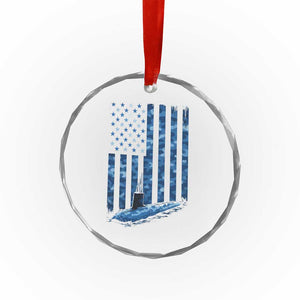 Patriotic Submarine Veteran Crystal Glass Ornament Submariner Vintage Camo American Flag TS11 Print Your Wear