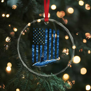 Patriotic Submarine Veteran Crystal Glass Ornament Submariner Vintage Camo American Flag TS11 Print Your Wear