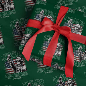 Patriotic Thomas Jefferson Wrapping Paper Roll Cheers To 250 Years TS12 Green Print Your Wear