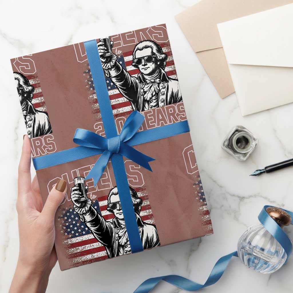 Patriotic Thomas Jefferson Wrapping Paper Roll Cheers To 250 Years TS12 Mocha Print Your Wear