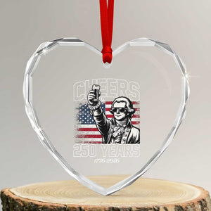 Patriotic Thomas Jefferson Heart Crystal Glass Ornament Cheers To 250 Years TS12 Transparent Glass 3'' Heart Print Your Wear