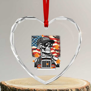 Patriotic Trucker Skeleton American Flag Heart Crystal Glass Ornament TS14 Transparent Glass 3'' Heart Print Your Wear