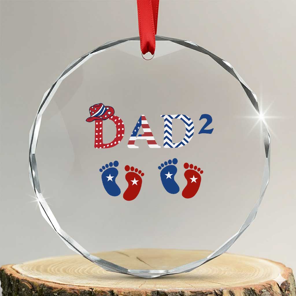 Patriotic Twin Dad American Flag Crystal Glass Ornament Father Of Twins USA Gift TS12 Transparent Glass 3'' Circle Print Your Wear