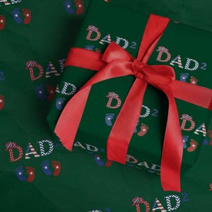 Patriotic Twin Dad American Flag Wrapping Paper Roll Father Of Twins USA Gift