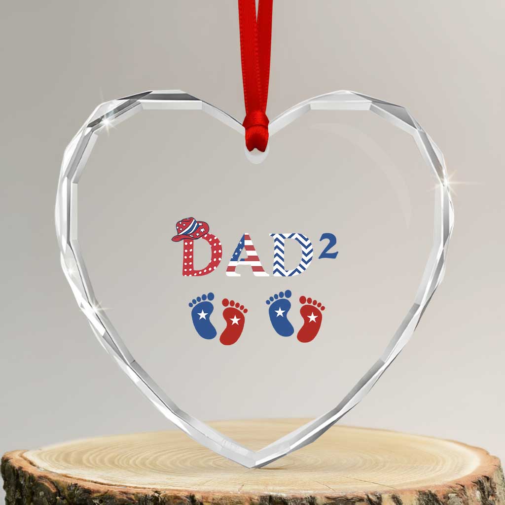 Patriotic Twin Dad American Flag Heart Crystal Glass Ornament Father Of Twins USA Gift TS12 Transparent Glass 3'' Heart Print Your Wear