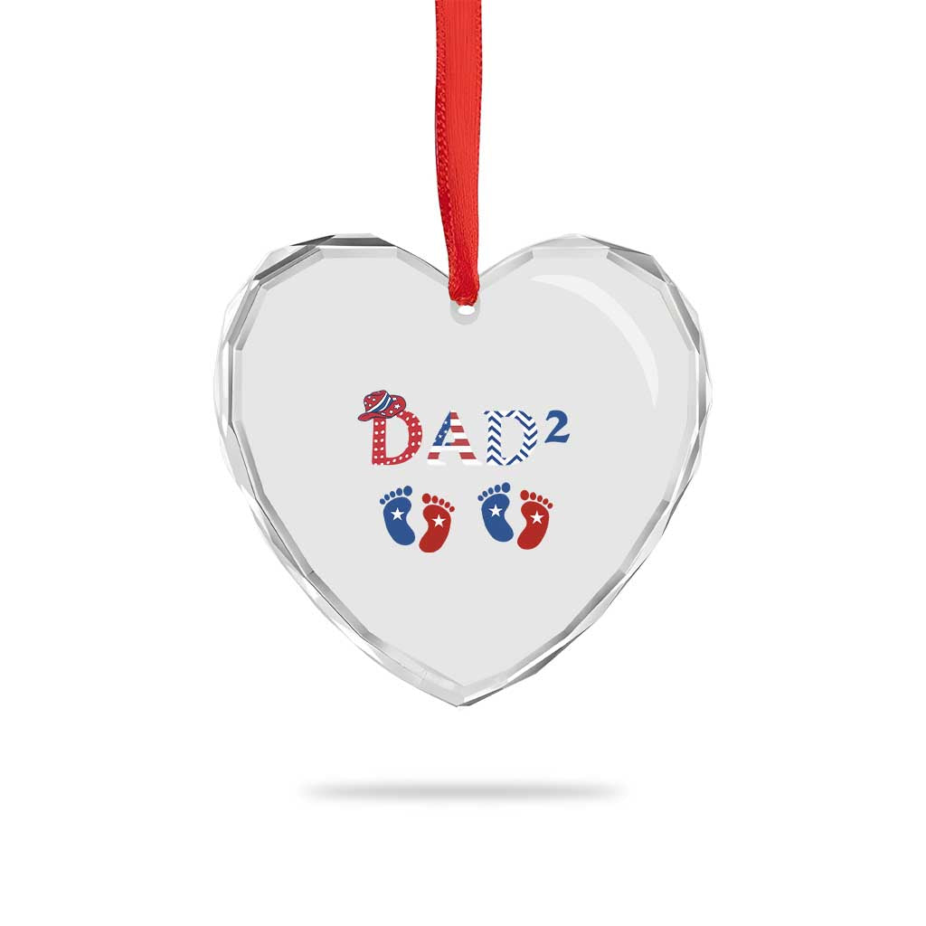 Patriotic Twin Dad American Flag Heart Crystal Glass Ornament Father Of Twins USA Gift TS12 Print Your Wear